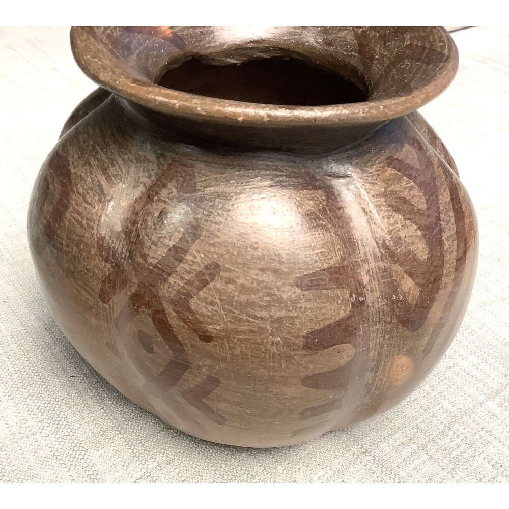Mexico Vase HERON MARTINEZ MENDOZA (1918-1990) Folk Art Burnished Pottery Signed